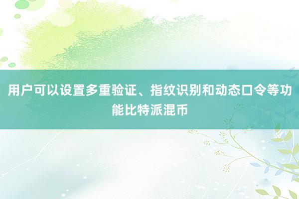 用户可以设置多重验证、指纹识别和动态口令等功能比特派混币