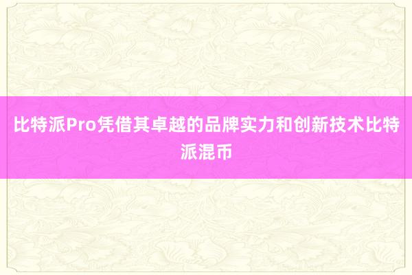 比特派Pro凭借其卓越的品牌实力和创新技术比特派混币