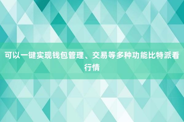 可以一键实现钱包管理、交易等多种功能比特派看行情